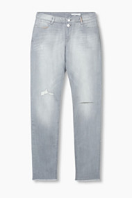 Esprit Stretchjeans met gerafelde zomen Grey Light Washed for Women