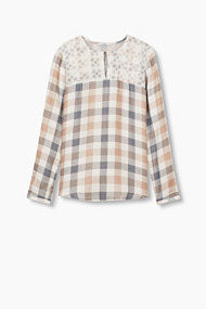 Esprit Double face blouse met mesh Off White for Women