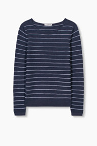 Esprit Gestreepte trui met ribstructuur Navy for Women