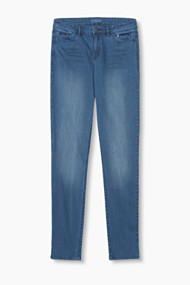 Esprit Gestreepte stretchbroek in denim look Navy for Women