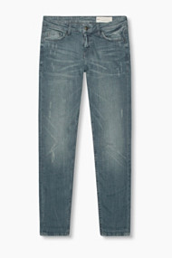 Esprit Smalle stretchjeans met used effecten Blue Dark Washed for Women