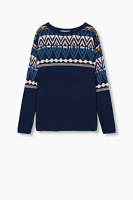 Esprit Jacquard trui van 100% katoen Navy Blue for Women