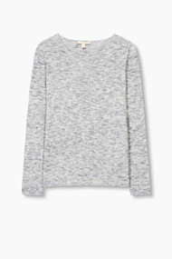 Esprit Gemêleerde linnenmix trui met rib Navy Blue for Women