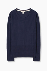 Esprit Gestructureerde trui van 100% katoen Navy for Women