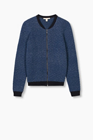Esprit Gebreid vest in bomberjackstijl, wolmix Navy for Women