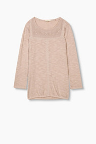 Esprit Longsleeve met kant, katoenmix Old Pink for Women