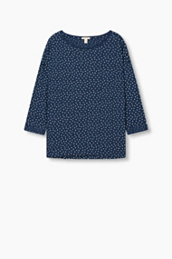 Esprit Zacht slub jersey shirt, 100% katoen Dark Blue for Women