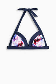 Esprit Gewatteerde triangeltop met bloemenprint Grey Blue for Women