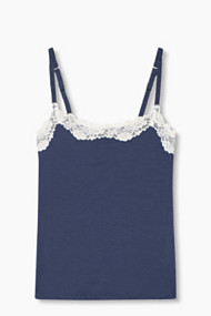 Esprit Zijig hemdje met kant Navy for Women