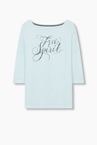 Esprit Longsleeve met tekstprint, 100% katoen Light Turquoise for Women