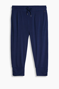 Esprit Comfortabele capribroek van zachte jersey Navy for Women