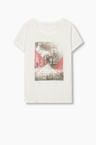 Esprit Soepel slub jersey shirt met print Off White for Women
