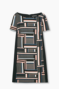 Esprit Soepele crêpe jurk met grafische print Black for Women