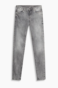 Esprit Stretchjeans met distressed look Grey Light Washed for Women