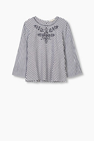 Esprit Blouse met borduursel, 100% katoen Blue for Women