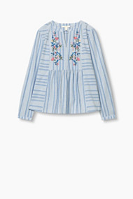 Esprit Geborduurde blouse van 100% katoen Light Blue for Women