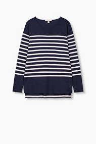 Esprit Zachte, fijngebreide trui met strepenlook Navy for Women