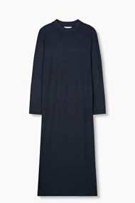 Esprit Midi-jurk van fijn ribbreisel Navy for Women