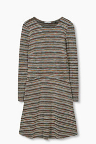 Esprit Bouclé jurk met jacquardstrepen Navy for Women