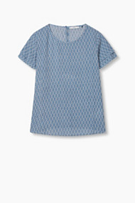 Esprit Craquelé blouse met volantmouwen Blue for Women