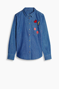 Esprit Denim blouse van 100% katoen Blue Medium Washed for Women