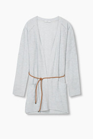 Esprit Vest met linnen en ceintuur Pastel Blue for Women