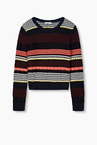 Esprit Cropped trui met structuurstrepen Navy for Women