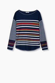 Esprit Gestreepte boxy trui van fijn breisel Navy for Women