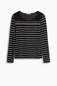 Esprit Shirt met materiaalmixlook Black for Women