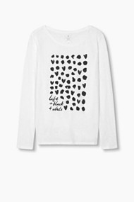 Esprit Slub longsleeve met sloganprint White for Women
