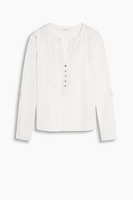 Esprit Henley shirt, katoenen materiaalmix Off White for Women