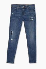 Esprit Stretchjeans met opvallende used effecten Blue Medium Washed for Women