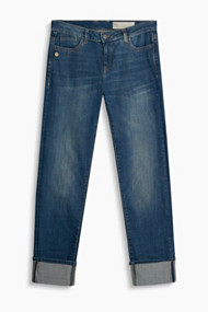 Esprit Casual turn-up jeans met stretch Blue Medium Washed for Women