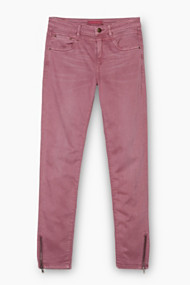 Esprit Zachte, gekleurde, stretchy jeans met ritsen Mauve for Women
