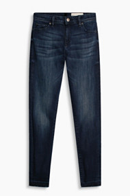 Esprit Cropped stretchjeans met rafelige zoom Blue Dark Washed for Women
