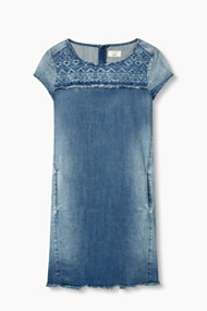 Esprit Jurk van elastisch denim met borduursel Blue Light Washed for Women