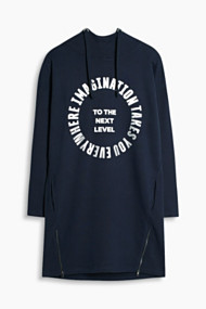Esprit Hooded dress van zachte sweatstof Navy for Women