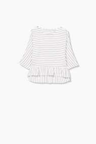 Esprit Soepele blouse met strepen en volant Bordeaux Red for Women