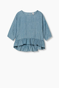 Esprit Fijne gestructureerde blouse met volant Grey Blue for Women