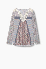 Esprit Soepele printed tuniek, gehaakte details Off White for Women