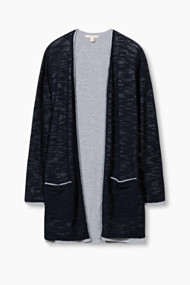 Esprit Open bouclé vest met jersey voering Navy for Women