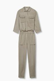 Esprit Soepele jumpsuit, garment-washed effect Khaki Green for Women