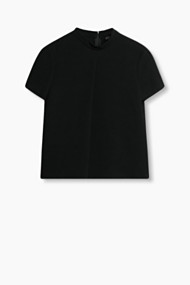 Esprit Soepele crêpe blouse met plooi Black for Women