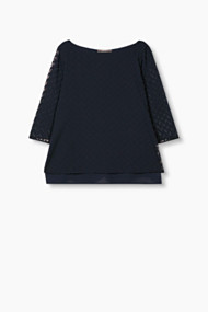Esprit Shirtblouse met burnt-out look, chiffon Navy for Women