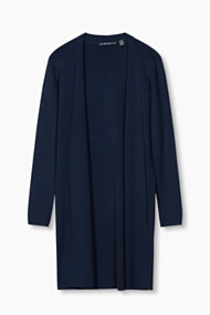 Esprit Gebreide open mantel van crêpegaren Navy for Women