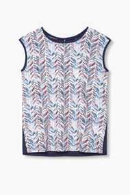 Esprit Materiaalmix top met zigzagprint Navy for Women