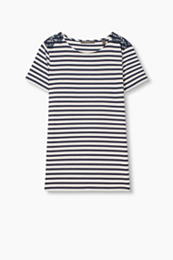 Esprit Soepel, elastisch shirt met kanten details Navy for Women