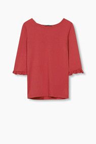 Esprit Crêpe-shirt met ruches als detail Dark Red for Women