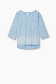 Esprit Blouse met franjes, 100% katoen Light Blue for Women
