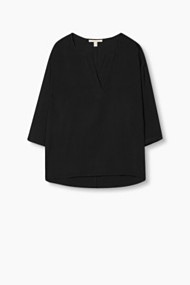 Esprit Soepele blouse in Henley-stijl Black for Women
